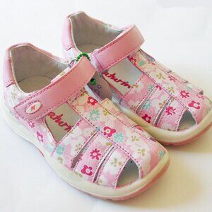 Naturino, Italy Pink Baby Girls T-Strap Leather Floral Sandasl NEW size 21 5 US
